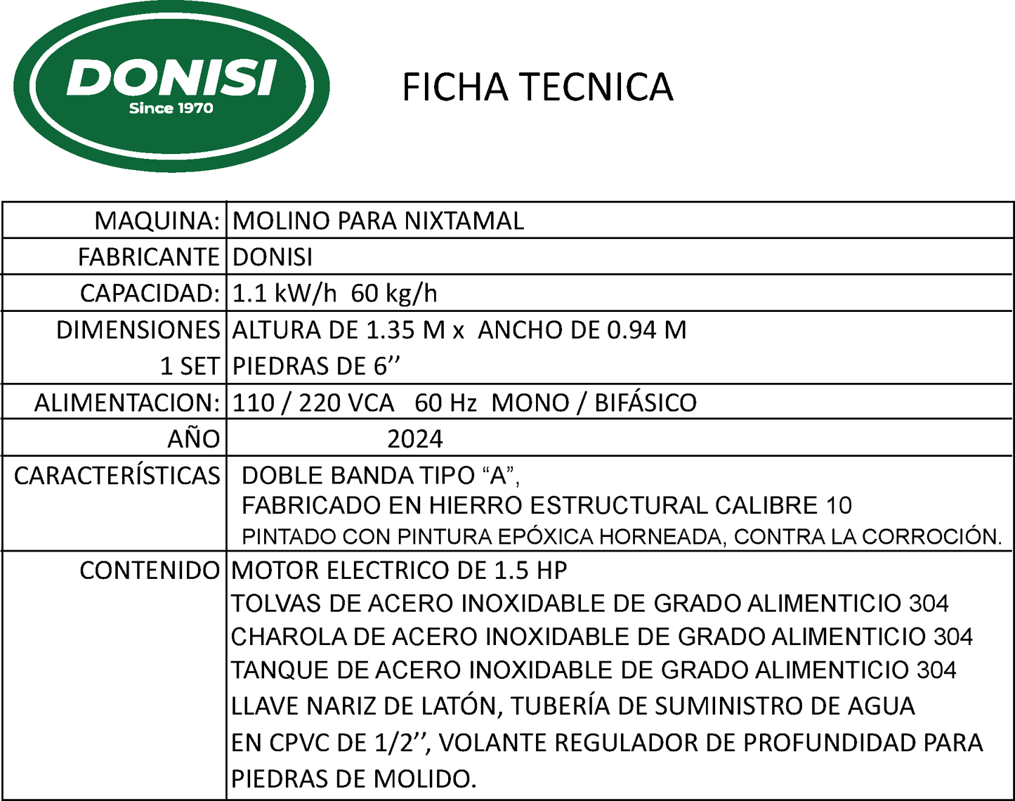 Molino para Nixtamal DONISI 2024