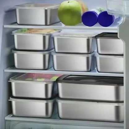 Stainless Steel Crisper Fresh-keep Food Container Rectangle Picnic Bento Tray Refrigerator Freezer Storage Box Restaurant Plate