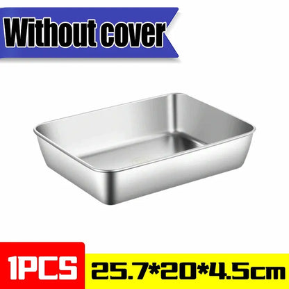Stainless Steel Crisper Fresh-keep Food Container Rectangle Picnic Bento Tray Refrigerator Freezer Storage Box Restaurant Plate