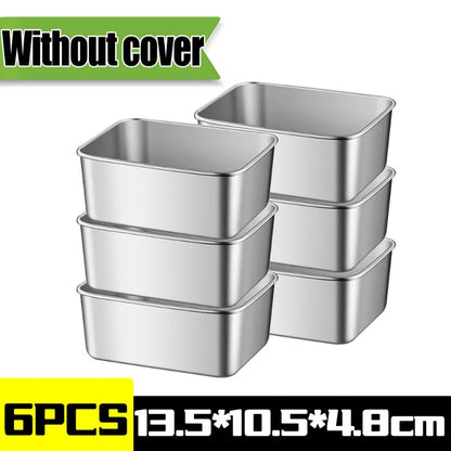 Stainless Steel Crisper Fresh-keep Food Container Rectangle Picnic Bento Tray Refrigerator Freezer Storage Box Restaurant Plate